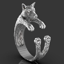 perro anillo animal oro plata imprimible estatua Moda naturaleza belleza anillos joyería joya compromiso libra esterlina enganchar 3d print model - Mito3D