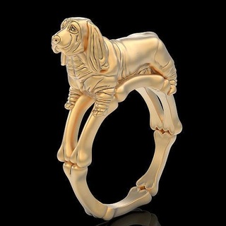 dog ring gold jewelry printable 3d model silver animal fashion sterling statue zbrush trend fantasy sculpture jewel basset hound rings 3d print model - Mito3D