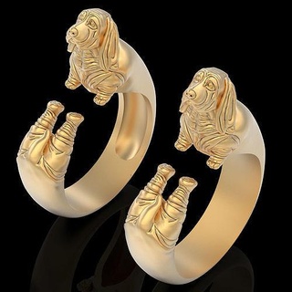 dog ring silver gold jewelry printable 3d model statue luxury animal sculpture platinum design zbrush trend fantasy biology sterling rings 3d print model - Mito3D