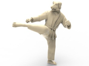 dog roundhouse kick art karate action figure actionfigure character martial super hero human hybird fight toy toys print printable statue punch sculptures 3d print model - Mito3D