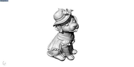 dog skirt hat puppy animal characters game printable sculpture decorative goblin mage mesh electronic art cute illustration figurine science engineering 3d print model - Mito3D