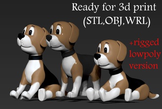dog toon 3 poses games-toys cartoon pet movie toy childs games toys 3d print model - Mito3D