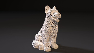 cane di voronoi art 3d stampa pastore matematica animali statuetta arredamento la scultura decorazione stampabile statua sculture 3d print model - Mito3D