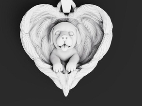chien aile cœur anges pendentif sculpture bijoux or ange collier mode beauté argent bague imprimable animal l'amour nature chiot petit pendentifs art 3d print model - Mito3D
