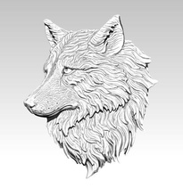 chien loup de secours art symbole tête l'intérieur tatouage animal un soulagement imprimable la cnc wolf sauvage image joyau sexe masculin conception sculptures 3d print model - Mito3D