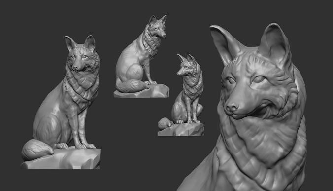 Hund wulf Skulptur Tier Fuchs 3d drucken Modell Kunst Skulpturen 3D print model - Mito3D