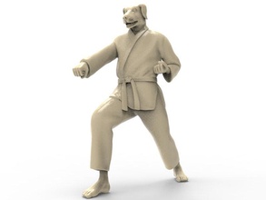 dog zenkutsu dachi stance art karate action figure actionfigure character martial super hero human hybird fight toy toys print printable sculptures 3d print model - Mito3D