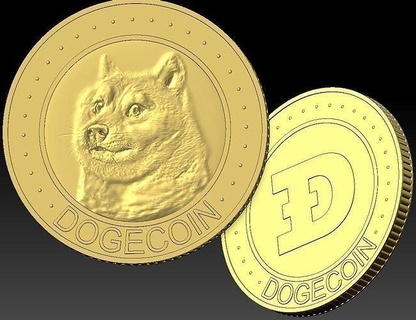dogecoin coin dog currency symbol crypto doge art coins badges 3d print model - Mito3D