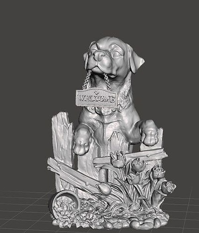 perrito estatua 3 tamaños perro decoración animal rottweiler casa 3d print model - Mito3D