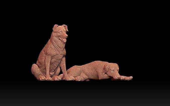 perros escultura impresión perro amigo estatua Arte esculturas 3D print model - Mito3D