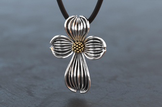 dogwood çiçek Haç kolye takı çapraz doğa ağaç kilise mücevher Gümüş yazdırılabilir Ortodoks İsa din religiou nesne flora altın 3d print model - Mito3D