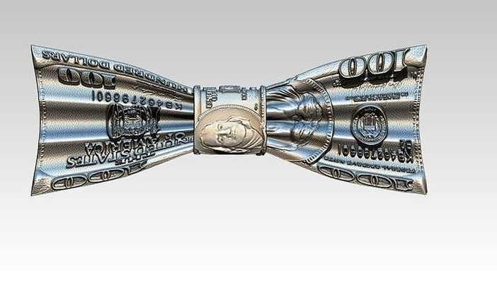 dólar dinero arco corbata paquete regalo cumpleaños fiesta efectivo dólares banco moneda hombre mujer imprimible pared york pistolero mafia celebracion moda 3d print model - Mito3D