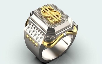 dólar anel joalheria mony luxo homem ouro prata noivado moda homens imprimível 3dmodel Mohamad argolas 3d print model - Mito3D