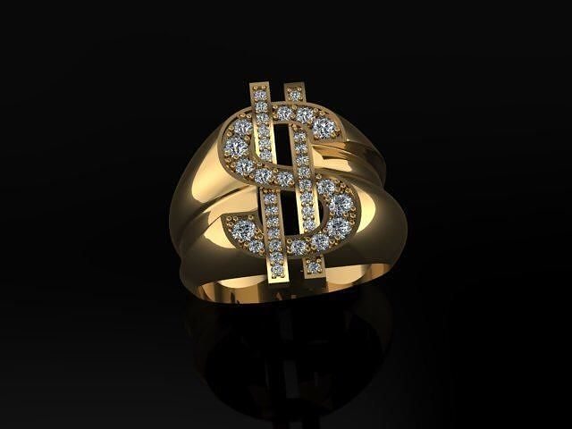 dólar anillo dinero efectivo banco anillos moneda ringman joyería joya plata libra esterlina imprimible tocadiscos tragamonedas almuerzo restaurante cena 3D print model - Mito3D