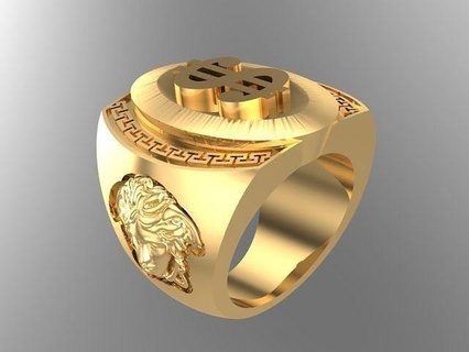 dólar anel ouro anillo dolar luxo joalheria dinheiro modelos impressão castable único jóia argolas 3d print model - Mito3D
