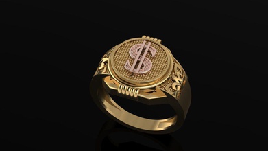 signe de dollar gents l'anneau bijoux le pièce monnaie les anneaux 3d print model - Mito3D