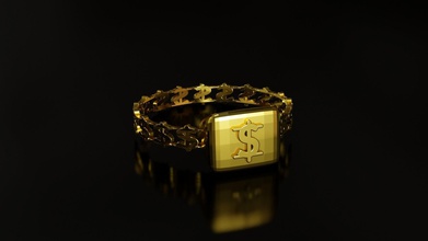 signo de dólar anillo la joyería el símbolo fortuna concepto plata cadena oro dinero en efectivo boda brillante compromiso gem dedo moda modelo los anillos 3d print model - Mito3D