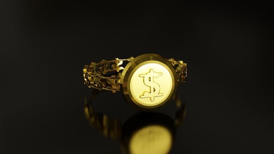 signo de dólar anillo la joyería el símbolo fortuna concepto plata cadena oro dinero en efectivo boda brillante compromiso gem dedo moda modelos sterling imprimible los anillos 3d print model - Mito3D