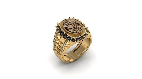 dólar símbolo anillo gemas joyería joya oro plata imprimible diamante anillos compromiso 3d print model - Mito3D