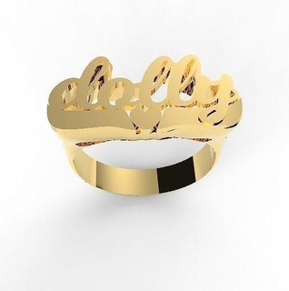 dolly name ring text gold gift 3d model free bay simdol art jewelry rings 3d print model - Mito3D