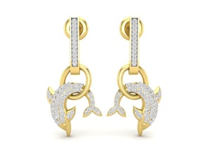 dauphin boucles d'oreilles femme diamant or argent imprimable platine brillant bijou bijoux gemme vêtements boucle d'oreille mode beauté sterling goujat 3d print model - Mito3D