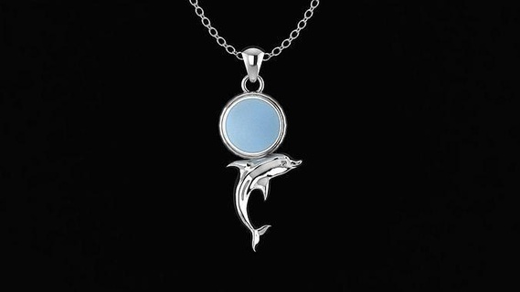 dolphin gemstone pendant design fish sea ocean animals whale jewelry shark water gold silver necklace jewellery jewel pendants 3d print model - Mito3D