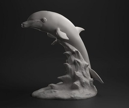 dolphin jumping intended 3d printing marine animal sea ocean mammal aquatic whale dauphin printable miniature figurine sculpture nature statue art sculptures 3d print model - Mito3D
