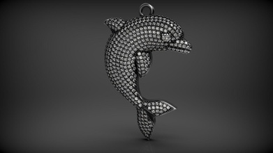 delfin halskette anhänger juwel diamant kristall silber schmuck frei fisch druckbar halsketten 3d print model - Mito3D