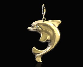 dolphin pendant 3d printable stl jewellry jewelry pendants gold silver platinum women fashion gems gemstones fish sea water friendship 3d print model - Mito3D