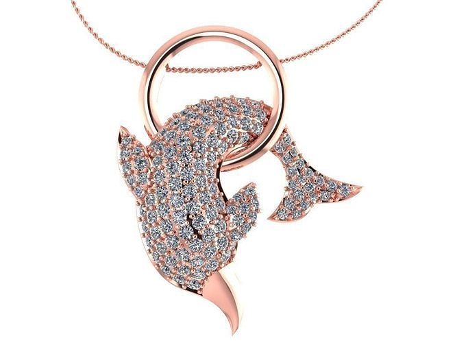 dolphin pendant jewelry gold silver diamond jewellery necklace fashion beauty ring sterling gem jewel wedding engagement rhino pendants 3D print model - Mito3D