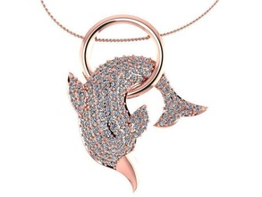 dauphin pendentif bijoux or argent diamant collier mode beauté bague sterling gemme bijou mariage engagement rhinocéros pendentifs 3d print model - Mito3D