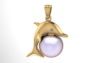 dolphin pendant - pearl 10mm jewelry diamond pendants sale saleoff fish animal ocean sea coral underwater shark water sealife 3d print model - Mito3D