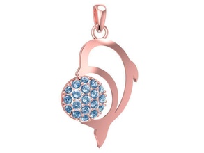 dolphin pendant 1989 jewelry fashion accessories gold diamond woman women design fengshui pendants 3d print model - Mito3D