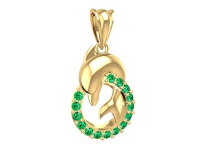 delfino pendente 3065 gioielleria moda accessori oro diamante donna donne design feng shui ciondoli 3d print model - Mito3D
