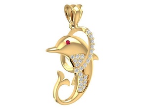 dolphin pendant 3066 jewelry fashion accessories gold diamond man men woman women unisex design fengshui pendants 3d print model - Mito3D