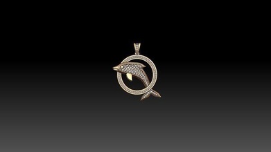 dolphin pendant jewelry printable dophin zbrush rhino matrixgemvision ring gold earing diamond jewel silver white pendants 3d print model - Mito3D