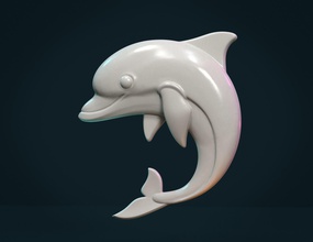 dolphin relief sea ocean marine fish jewelry charm pendant art sculptures 3d print model - Mito3D