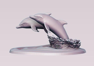 dolphins dolphin ocean whale nature animal mammal sea orca marine statue sculpture 3d life toy fish shark wildlife art sculptures zbrush 3d print model - Mito3D