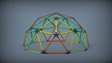 cupola 2v assemblaggio kit 6 m diametro geo geodome poliedro icosaedro dodecaedro casa estiva serra geodetica sfera goldberg sferica ottaedro arco all'aperto 3d print model - Mito3D