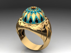 hazme anillo dominante mezquita joya oro plata islamicring turquesa joyería anillos 3d print model - Mito3D