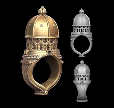 dome ring model print printable cupola gold silver jewelry touchdown rings 3d print model - Mito3D