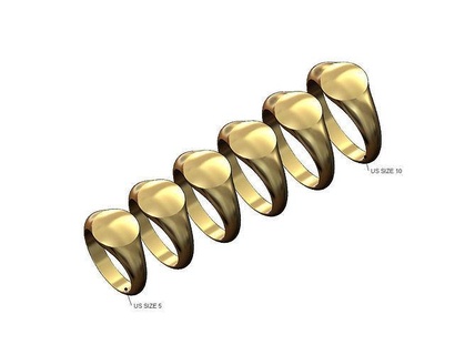 Kuppel runden Signet Ring us Größen 5to10 bling Gold druckbar Schmuck Mode Silber Luxus Sterling Aussage einfach 3d Modell Ringe 3d print model - Mito3D