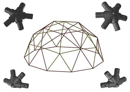 kubbe v2 bağlayıcı takım jeodezik f2 beşli ev dış mekan 3d print model - Mito3D
