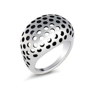 domed holey ring jewellery sterling silver oxidised fashion jewelry design art rings retro round printable 3d print model - Mito3D