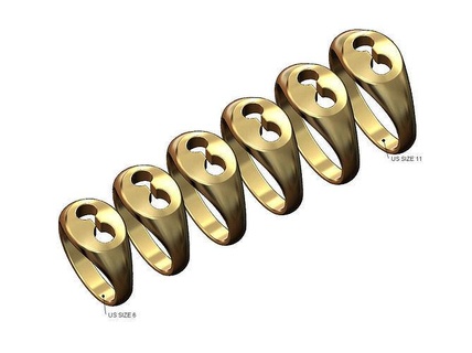 gewölbt Pufflink geformt Signet Ring us Größe 6to11 Puff Verknüpfung Kette Gucci bling Gold druckbar Schmuck Mode Silber Luxus Oval Sterling Aussage 3d Modell Ringe 3d print model - Mito3D