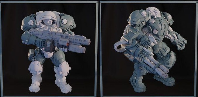dominion heavy infantry pre-supported terran marine star craft futuristic sci fi armour games toys board 3d print model - Mito3D