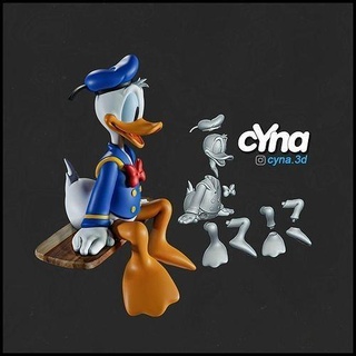 Donald ördek karakter Sanat oyuncak 3dprint Disney Mickey Minnie Plüton şapşal papatya şekil toplu eğlence heykel heykeller 3d print model - Mito3D