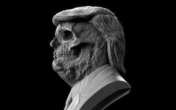 donald trump kafatası kırılmış sanat yırtık politikacı Amerikan lider ABD Başkan memento mori binici ölüm ölü undead diktatör cahil Cumhuriyet clinton Amerika heykeller 3d print model - Mito3D