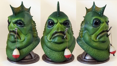 donnie lagoon bust sculpture bizarre monster art statue spooky scary horror creature fish fishing seamonster swamp caricature cartoon movie classic sculptures 3d print model - Mito3D