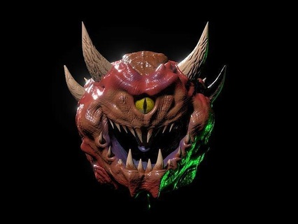doom cacodemon high quality sculpt monster demon creature character horror alien beast fantasy art sculptures 3d print model - Mito3D